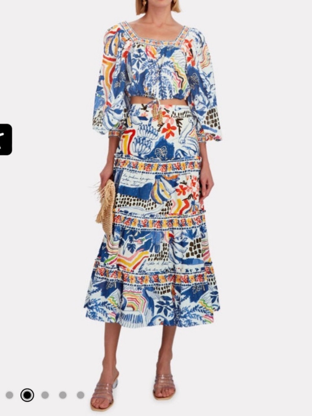 FARM Rio Blue Multi Printed Two-Piece Midi Set